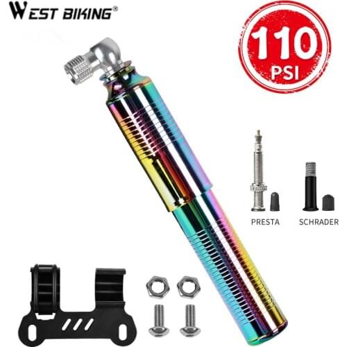 WEST BIKING Schrader Presta Pump Cycling Tyre Inflator MTB Mini Pump Portable Bicycle Hand Air Pump Ball Needle Bike Accessories