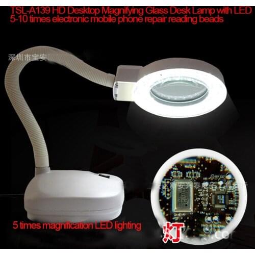 TSL-A139 HD Desktop Magnifying Glass Lamp with LED 5-10 Times Electronic Mobile Phone Repair Reading Beads