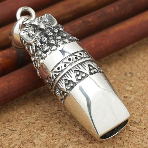 Factory Wholesale S925 Sterling Silver Jewelry Vintage Thai Silver Sweater Chain Pendant Beautiful Owl Whistle Necklace
