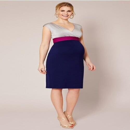 Maternity Women Dress Summer Sleeveless Sexy V-neck Knee Length Dress New Mom Western Style High Elastic Waist Sashes Vest Dress