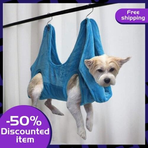 Pet Dog Hammock Helper 2 In 1 Towel Drying Bath Towel Pet Grooming Hammock Restraint Bag Bathing Bath Grooming Trimming Nails