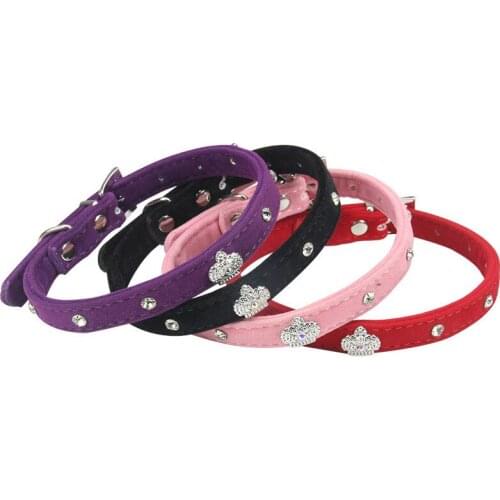 PU Pet Collar Crystal Crown Reflective Rivet Pet Collar Small and Medium Dog Chain Pet Supplies