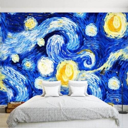 Custom wallpaper 3d abstract oil painting starry Elderly housing background wall living room bedroom restaurant cafe wallpaper