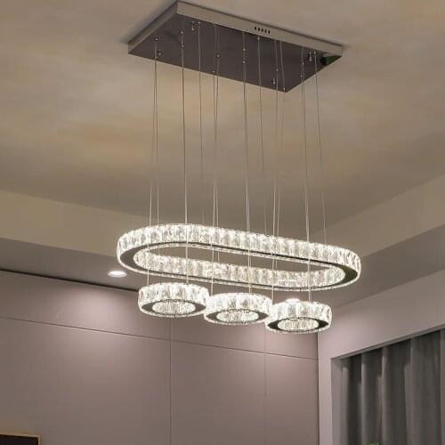 Postmodern oval light luxury crystal chandelier, simple restaurant, bar counter, personality study lamp