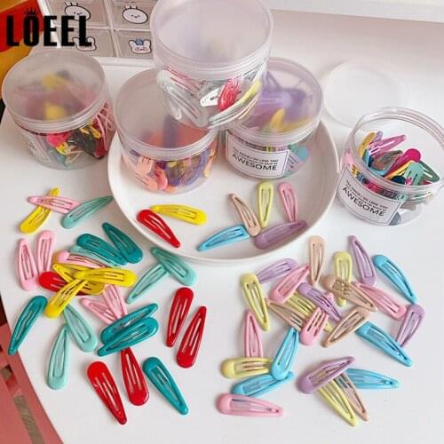 30Pcs/Lot Mixed Candy Colorful Hairpins BB Clip Painted Barrettes Women Girls Cartoon Hair Accessories Gift Boxed Package