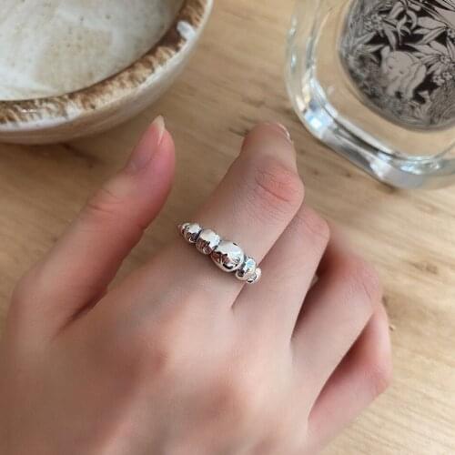 Retro Authentic 925 sterling silver hammer Stone Ring adjust Fine Jewelry Ladys TLJ1209