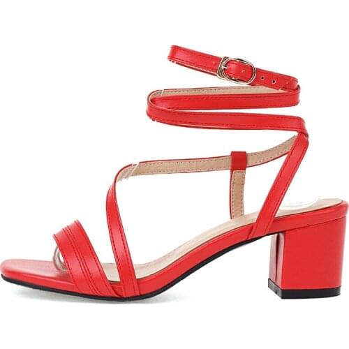 Fashion Womens Sandals Narrow Band Summer Shoes For Women Straps Red Womens Flip-flops Casual Party Shoes Ladies Large Size