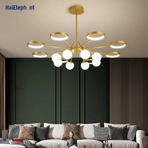 Modern Luxurious Fower LED Chandelier Lighting Golden Black Ceiling Pendant Light for Living Room Bedroom Kitchen Home Deco Lamp