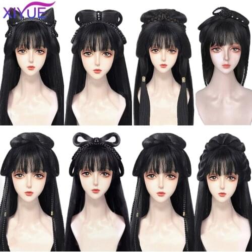 XIYUE Womens Hanfu Ancient Costume Chinese Ancient Synthetic Wig Chignon Princess Hair Bun Stage TV Cosplay Wig