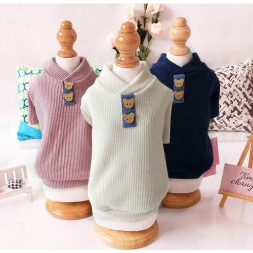 Warm Winter Dog Sweater High Quality Simply Cotton Elastic Knitted Sweater Family Pug Dog Clothes Indoor Outdoor Puppy Clothing