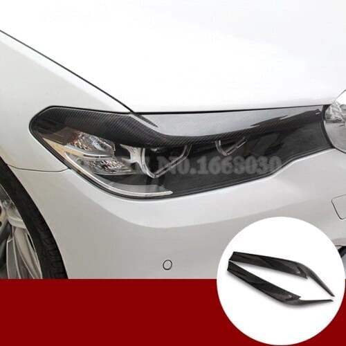 Carbon Fiber Headlight Eye Lid Eyebrow Trim Cover For BMW 5 Series G30 2017-2020 2pcs Car accesories interior Car decoration