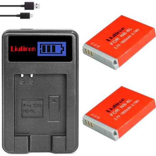 2pcs NB-6L NB-6LH Battery + LCD USB Charger For Canon IXUS 310 SX240 SX275 SX280 SX510 SX500 HS 95 200 105 210 300 S90 S95