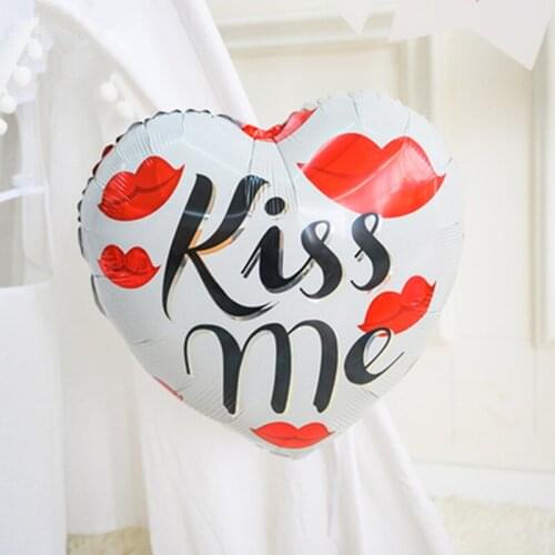 Love aluminum balloons heart-shaped balloon toys for children kiss me happy birthday balloons party decoration wholesale