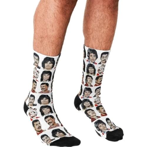 Funny Freddie Mercury Mens socks queen The Legend harajuku hip hop Men Happy Socks cute boys street style Crazy Socks for men