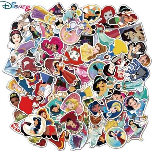 10/30/50PCS Cartoon Disney Princess Girl Stickers Waterproof Skateboard Luggage Helmet Laptop Guitar Sticker Kids Stikers Toys
