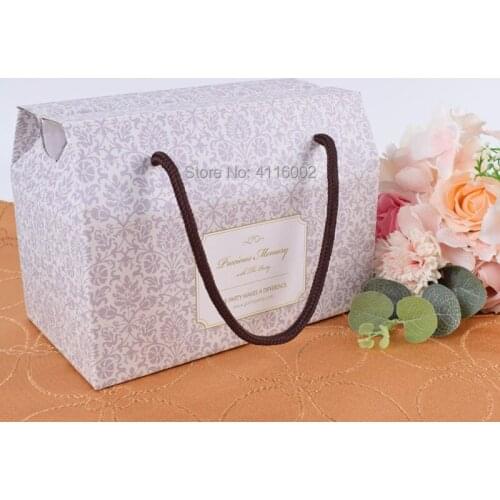 100pcs Kraft Paper Bag Vintage Portable Corrugated Gift Candy Boxes Wedding Bags Party Favors For Guests
