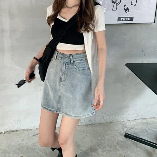 2021 Mini Dress High Waist Jeans Woman Skirts Summer Bodycon Denim Korean Fashion Party Women Clothes Streetwear Faldas FWPY3366