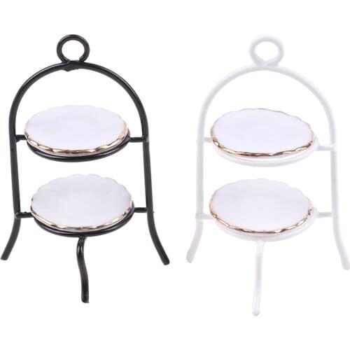 3pcs/Set Furniture White Cake Stand Dish Kitchen Tableware Room Decor 1/12 Dollhouse Miniature