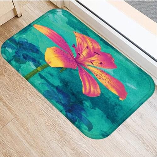 40x60cm Cute Diy Print Floor Mat Bathroom Ground Mat Slip Door Bath Pad Rug Living Room Kitchen Carpet Home Decor Flower
