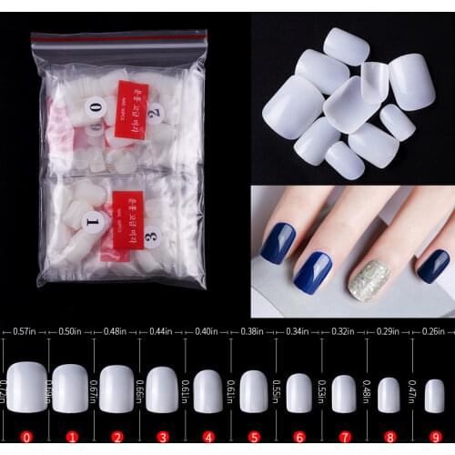 500 PCS Short Nails Square Fake Nail Tips Full Cover Acrylic False Nail Art Tips Salon For Artificial Finger Nails Salon Tools