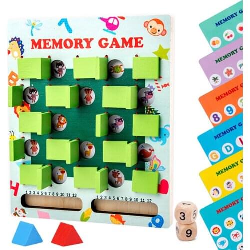 Montessori Memory Chess Kids Wooden Toys Early Educational Intelligence Logical Thinking Memory Training Interactive Party Games
