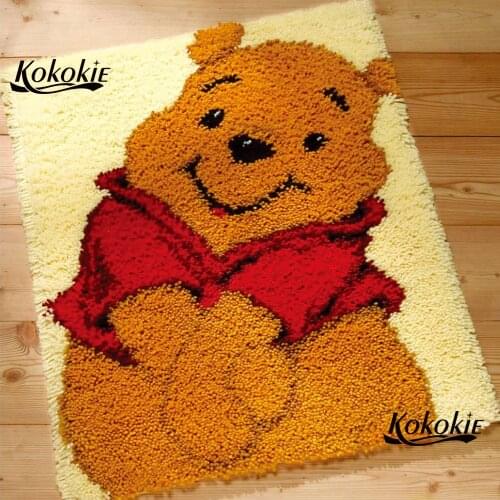 Diy tapijt latch hook rug canvas cartoon printing vloerklee foamiran for needleworksets knooppakket fat bear crochet tapis decor