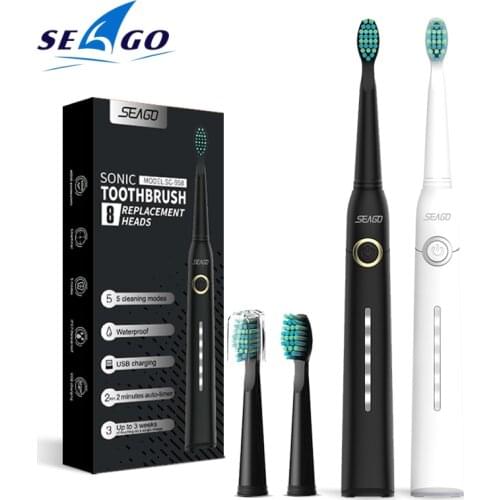 SEAGO Electric Toothbrush Rechargeable Waterproof Teeth Brush Sonic Toothbrush Smart Timer Adult Brush USB Toothbrushes