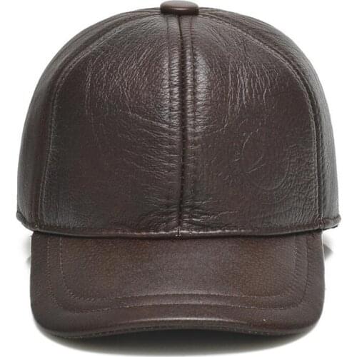 XdanqinX Mens Flat Caps Army Military Hat Genuine Leather Hats Adjustable Size Men Cowhide Brands Leather Cap Warm Earmuffs Cap