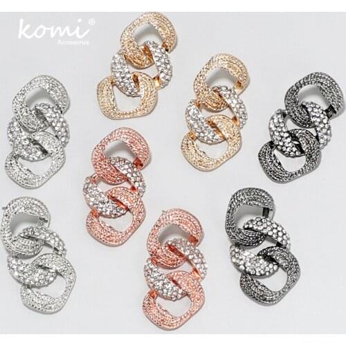 KOMi Crystal Rhinestone Three Rings Series Dangle Earrings Temperament Long Simple Three Layer Dangle Earrings Party Gift K1329