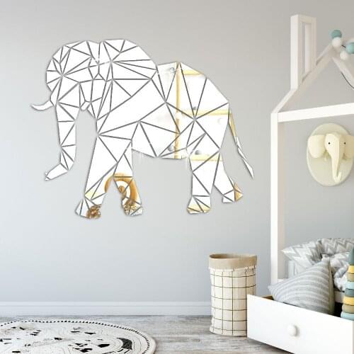 Creative acrylic INS Geometric elephant DIY childrens room bedroom home TV background wall 3D acrylic mirror decal wall sticker