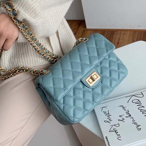 Fashion Diamond Lattice INS Flap Bag Soft Leather Shoulder Bags for Women 2021 Trending Ladies Crossbody Bag Brand Designer Sac