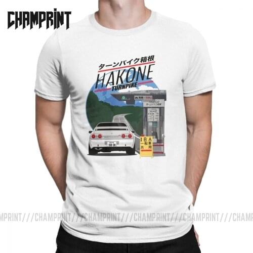 Men T-Shirt Hakone Skyline R32 GTR Vintage Cotton Tees Short Sleeve Initial D JDM T Shirt Round Collar Clothing Classic