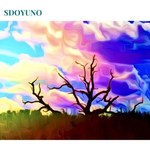 SDOYUNO 60x75cm Oil Painting By Numbers DIY Abstract Paint By Numbers On Canvas Scenery Frameless Hand Painting Draw Numbers