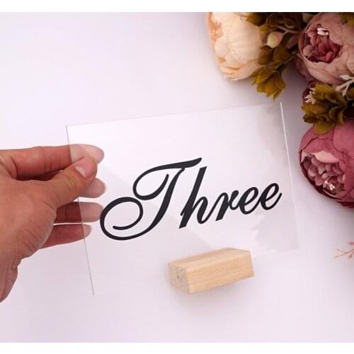 Table show Number Holder Wedding Party 1-10/11-20 Number Party Sign Transparent Acrylic Board with Wooden Base Table Decoration