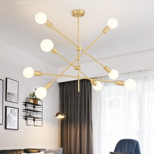 Nordic Loft Pendant Lights Iron Gold E27 LED Modern Indoor Lighting Luxurious 4 6 8 Heads for Bar Dining Room Decor Pendant Lamp