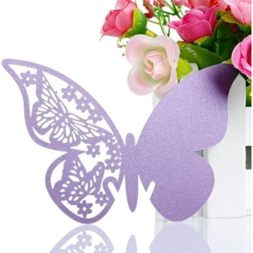 2021 New 50Pcs Butterfly Shape Place Card Wedding Birthday Party Wine Glass Table Decor