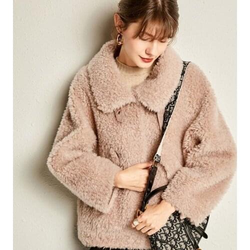 Obrix Fashionable Female Wool Coat Casual Style Autumn Winter Solid Color Turn Down Collar Short Jacket For Women