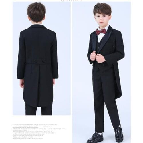 2019 Formal Kid Boy 4pcs suit Gentleman Clothes wedding party boys clothing suit formal clothing Blazers suit+trousers+tie+shirt