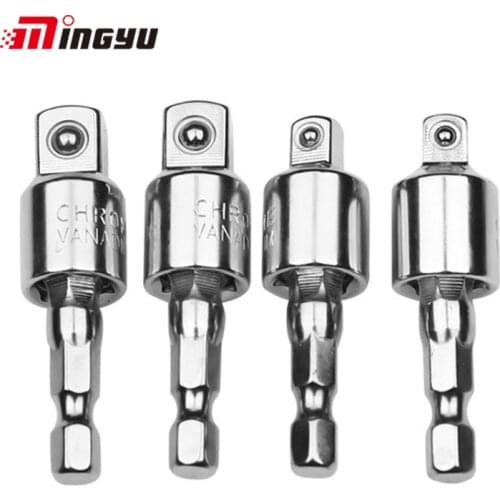 1pc 1/4 Inch Shank to 1/4 3/8 1/2 Inch Square Male Socket Drill Adapter Socket Direction Adjustable Extension Bit Adaptor