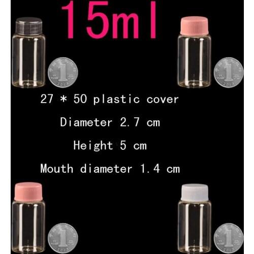 Capacity 15ml(27*50mm) 200pcs/lot Plastic cover(3color) transparent glass bottle, and creative vows bottles,glass vial