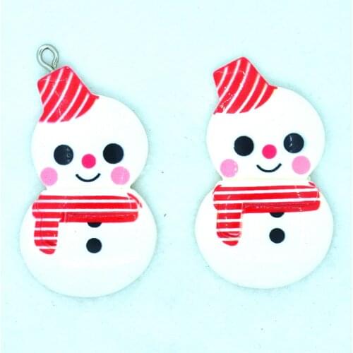 Flatback Christmas Snowman DIY Cabochons For Holiday Decoration Jewelry Making Children Hairbow Center 25*38mm 10pcs/lot