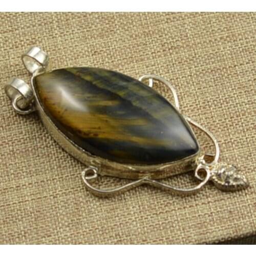 Tiger Eye Pendant Silver Overlay over Copper , 55 mm, P6806