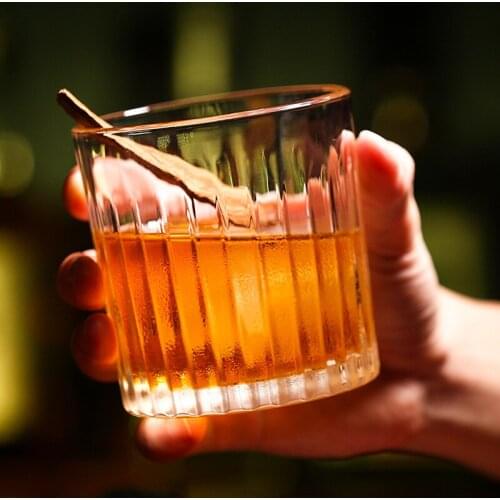 Striped Wine Glasses Cup Classic Cocktail Beer Whiskey Glass For Bars Retro Spirits Wine Drinkware Mug