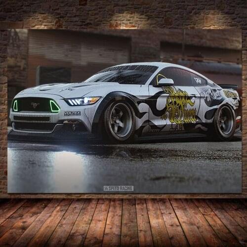 Prints Ford Mustang GT Fastback Canvas Painting Home Decoration Wall Art for Living Room Bedroom Car Lover Room Decor Unframed