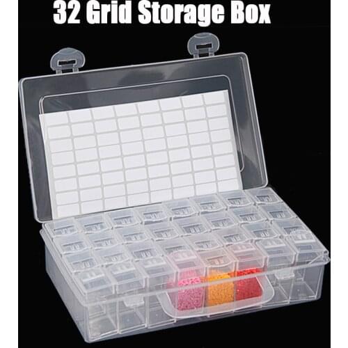 32/40/48/56/64 Grids 5D Diamond Transparent Plastic Box Diamond Painting Tools Accessories Jewelry Beads Storage Containers