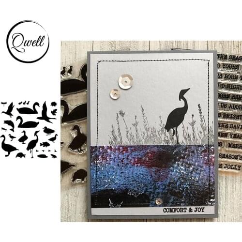 QWELL 4*4 inch Clear Transparent Stamps Swan Heron Dragonfly Pattern For DIY Scrapbooking Crafts Paper Cards Making 2020