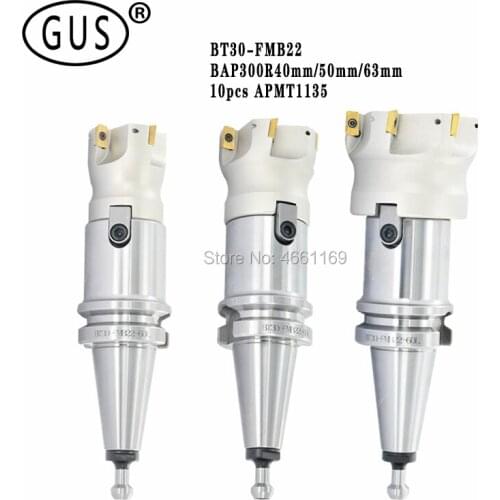1 set of BT30 FMB22 45L 60L cutterhead link + BAP300R-50-22-6T BAP300R63-22-6T end mill + 10pcs APMT1135 carbide inserts