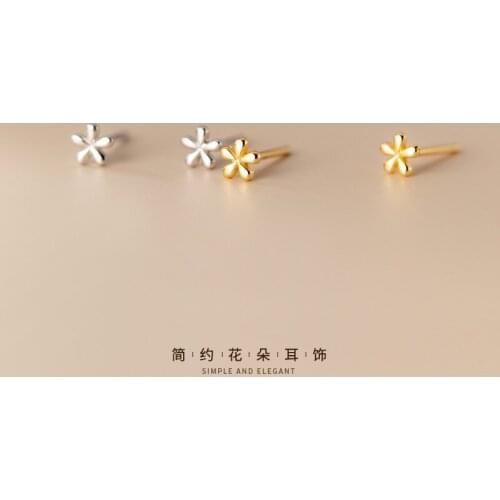 Cute 4mm Real 100% 925 Sterling Silver Fruit Jewelry Piercing Flower Daisy ear Stud Earrings C-G6608