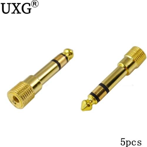 6.35mm Plug to 3.5mm Jack Gold Audio Stereo Converter 5pcs