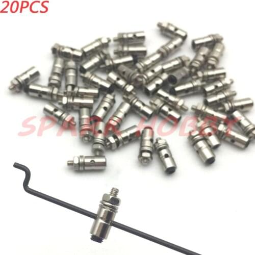 20PCS 1.3mm 1.8mm 2.1mm Pushrod Connectors Linkage Stopper Metal Quick Adjuster Positioner Servo Connector for DIY RC Boats Part